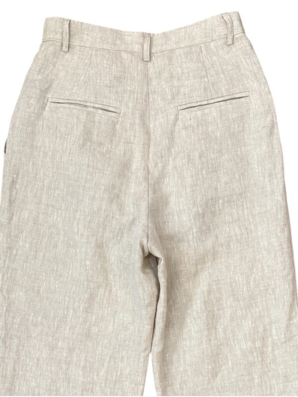 Reformation Mason 100% Linen Pants Size 2 Oatmeal Pleated Wide Leg Trouser